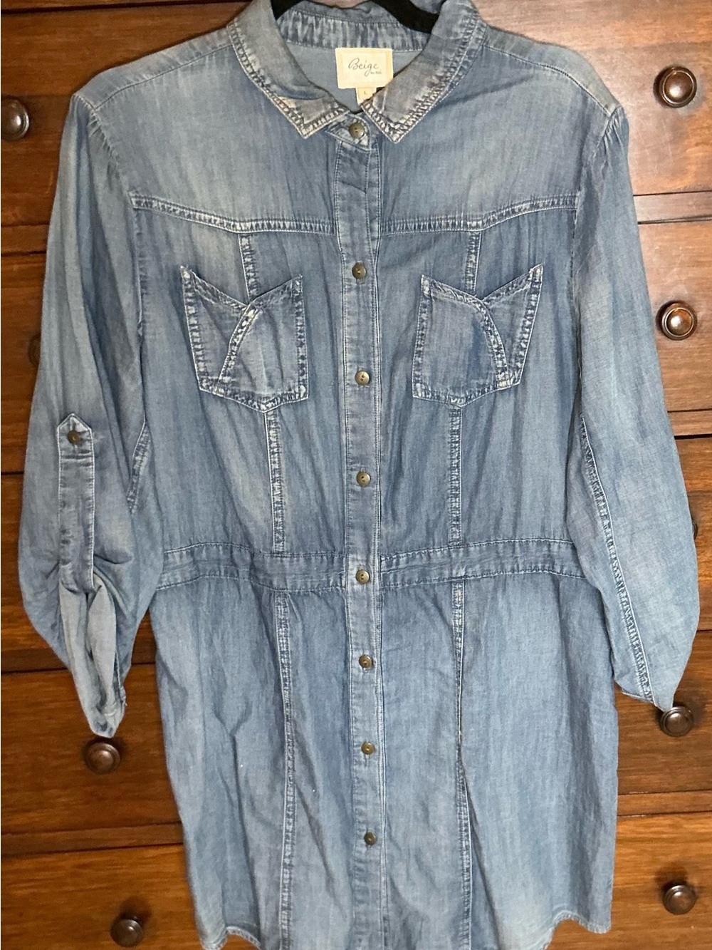 Beige by eci Light Blue Denim Midi Dress - Size L